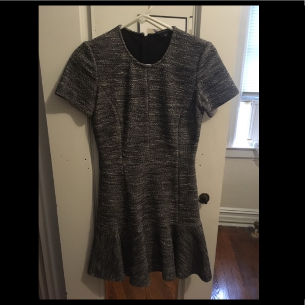 Theory tweed dress with flutter hem